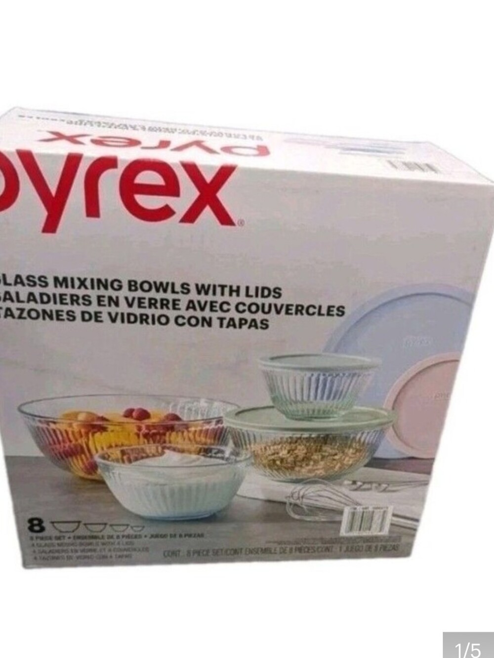 Pyrex 8-piece Glass Mixing Bowls with Lids
